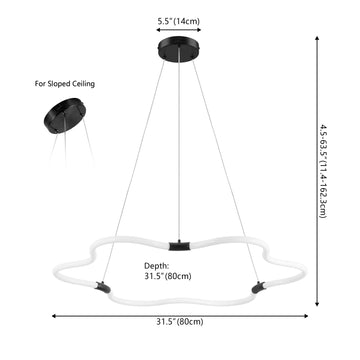 Nuvola 31.5" Contemporary Minimalist Metal/Acrylic Adjustable Dimmable Cloud Integrated LED Chandelier - JONATHAN Y